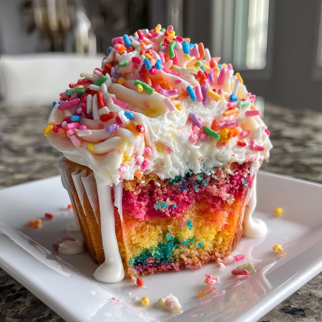 Vivid Rainbow Cupcake Layers