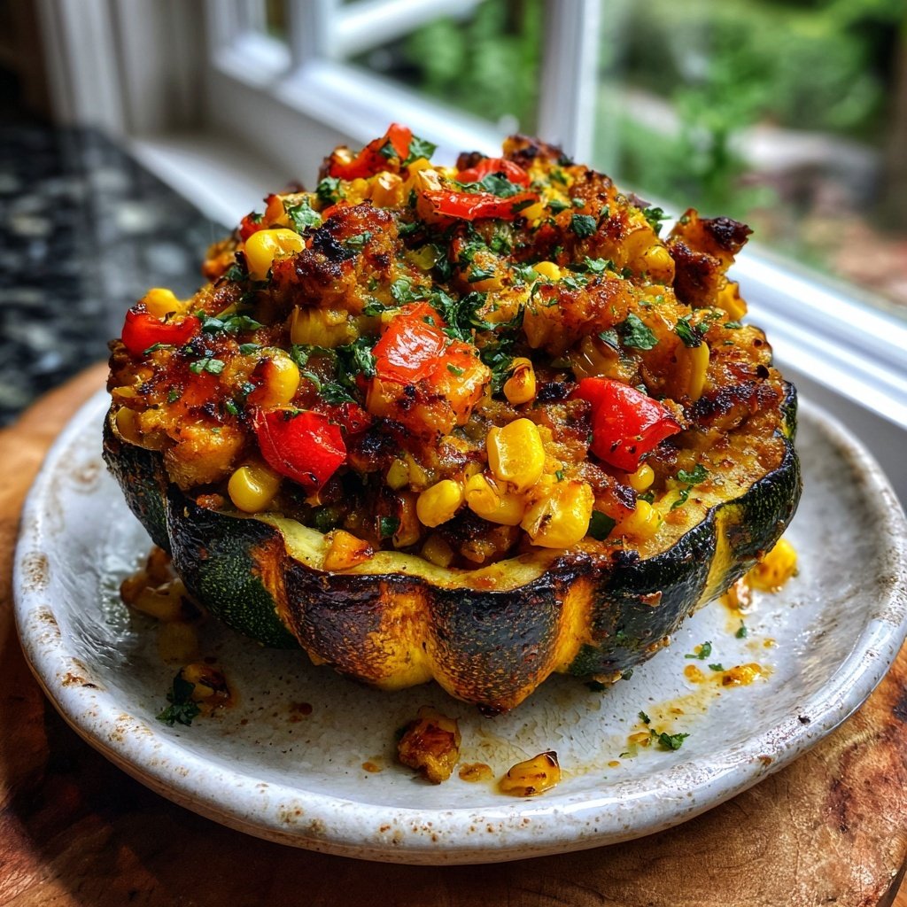 Chunky Veggie Stuffed Zucchini